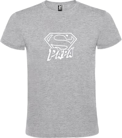 Grijs T-shirt ‘Super Papa’ Wit Maat XS