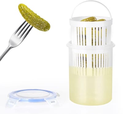 Dailygoods- Augurkenpot Lekvrij - Bewaarpot met Zeef - Bewaarpot Glas - Luchtdichte Bewaardoos - Vaatwasserbestendig - Duurzaam Materiaal