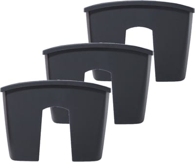 Prosperplast Plantenbak - 3x stuks - railing - kunststof - 58 cm - antraciet grijs kleur voor buiten