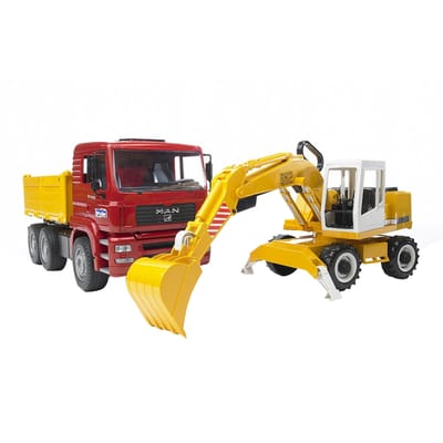 Bruder MAN TGA Bouwvrachtwagen met Liebherr graafmachine speelgoed