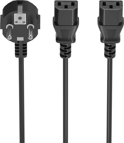 AISENS A132-0865 electriciteitssnoer Zwart 3 m CEE7/7 2 x C13 stekker