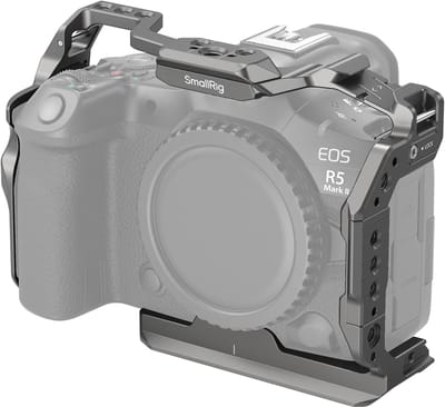 Quick Release Cage voor Canon EOS R5 Mark II met Tempered Screen Protector, 1/4"-20 en 3/8"-16 Schroefdraad, Cold Shoe en Nato Rails - Geschikt voor Videoproductie en Fotografie