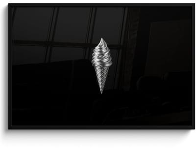 Poster in lijst - Fotolijst 120x80 cm - Posters - Softijs - Realistisch - Futuristisch - Posterlijst zwart - Decoratie - Wanddecoratie woonkamer - Muurdecoratie slaapkamer