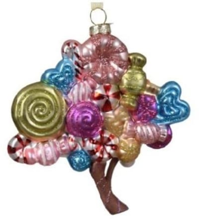 Decoris – Kerstbal Snoepjes Boom – Glazen Ornament – 12,5 cm