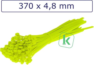 PRO-TIE® - Tyraps, kabelbinders 370 x 4,8 mm Neon Geel (Zak 100 stuks) (tiewrap/tyrap/tie-wrap/bundelbandje/colsonbandje/)