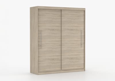 Kledingkast NICO II 203 cm - 2-deurs schuifdeurkast met kledingstang - Garderobekast met ruime opbergruimte - Moderne kast voor slaapkamer en hal (Sonoma)