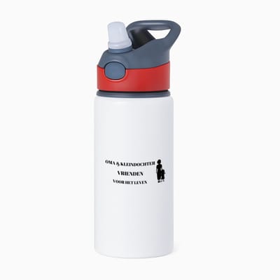Hacebo® - oma en kleindochter vrienden voor het leven waterfles met rietje rood - Vriend - oma/kleindochter - oma cadeautjes - cadeau - kado - geschenk - kleindochter verjaardag - kleindochter artikelen - water fles - 650ML