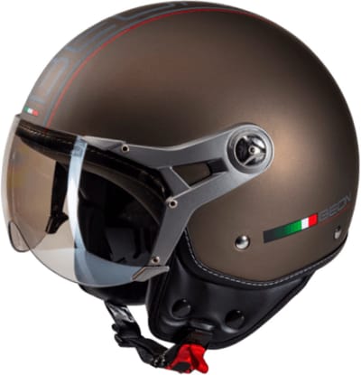 BEON Design-B Scooterhelm - Mat Brons - L - Jethelm met Vizier - Motorhelm - Geschikt voor Vespa, Scooter, Brommer, Motor en Snorfiets