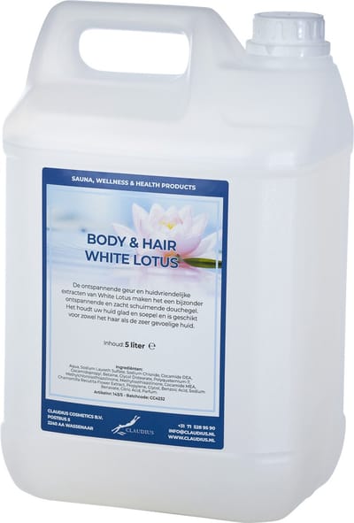 Body & Hair White Lotus - 5 Liter - 2 in 1 voor lichaam en haar.