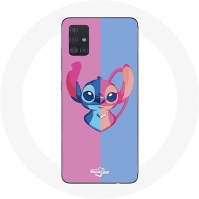 Samsung Galaxy A51 hoesje Stitch en engel blauw roze
