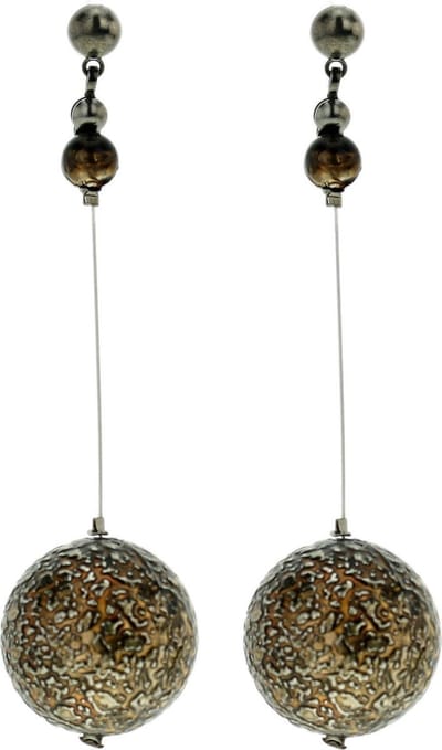 Behave - Oorbellen hanger bruin bolvormig filigraan - Boho feeststijl 7 cm