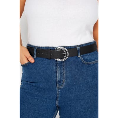 Yours Riem Met Dubbele Cirkel In Zilver/Zwartsize 42-44