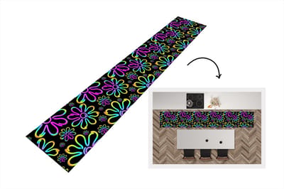 Keukenloper - Loper keuken - Bloemen - Neon - Patronen - Psychedelisch - 300x50 cm - Keukenloper vinyl