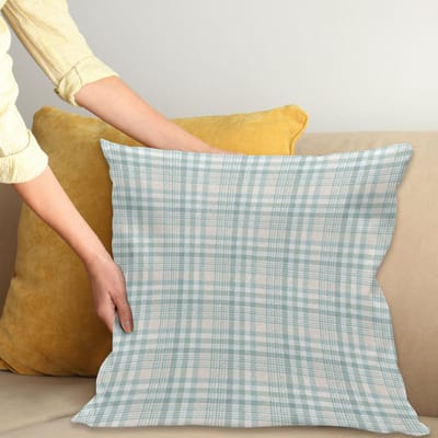 ABAKUHAUS kussenhoes – Kadet blauw-beige – 50x50 cm – dubbelzijdig