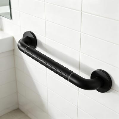 Veiligheidshandgreep Badkamer - Douchebeugel RVS - Veiligheid Thuis - Roestvrij Staal - 90 cm - Zwart
