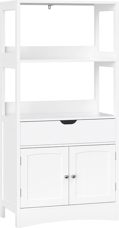 Parya Home - Badkamermeubel - Badkamerkast - 2 Planken - 1 Lade - 2 Deuren - Hout - Wit