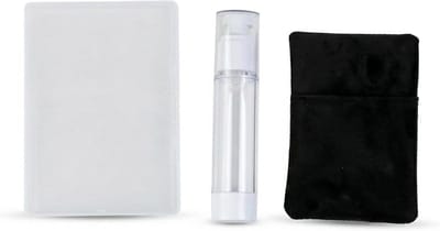 Rechthoekige Microvezeldoek voor het Schoonmaken van Schermen, Inclusief Sprayfles en Opbergdoos, Ideaal voor Laptops, Computers, Tablets en Camera's, Zwart