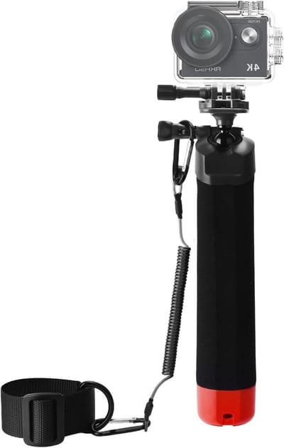 Allecta - Drijvende handgreep met antislip en 360° kogelkop voor GoPro en DJI Osmo Action - cameraaccessoires voor onderwater gebruik.