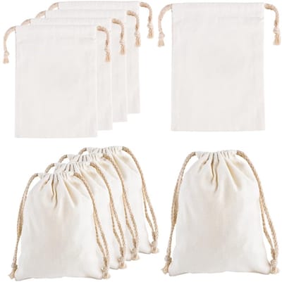Dailygoods- Stoffen Zakjes - 20 Stuks - Organza Zakjes - Katoenen Zakjes met Koord - Cadeauzakjes - Duurzaam Canvas - DIY Toepassingen