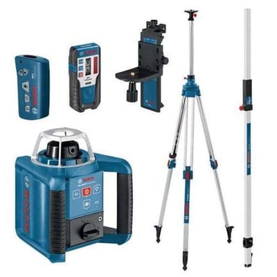 Bosch Professional GRL 300 HVG - Rotatielaser - Inclusief Laserrichtbord - Bril - Klem - Laserontvanger - afstandsbediening - Universele houder - Statief - Meetlat - 4x Batterij