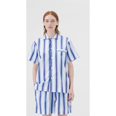 Tekla Unisex Poplin, Short Sleeve Shirt Blue Marquee Maat: XS | Nachtmode Outlet | Unisex | Blauw