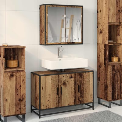 vidaXL - Badkamermeubel - Set - 2 - st - Oud - Hout - 90 - x - 33 - x - 60 - cm - Bewerkt - hout