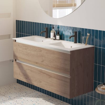 Saqu Gaia Badkamermeubel Set - 121x46 cm - Voorgemonteerd - Bruin - Wastafelmeubel - Badmeubel