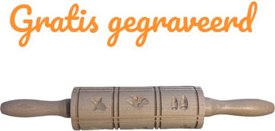 Koekjes deegroller - Gratis gegraveerd - Europees FSC Beukenhout - Met eigen naam of tekst - 3x4=12 plaatjes - Uniek cadeau
