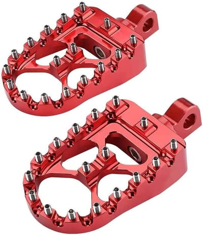 1 Paar Verstelbare Voetsteunen voor Motoren, 360° Draaibaar, Antislip en Vervangbaar, Geschikt voor Harley Davidson, Rood, 119mm x 56mm