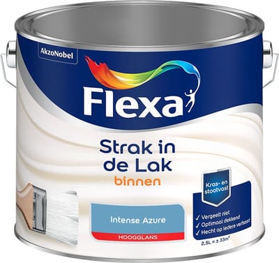 Flexa - Strak In De Lak Binnenlak Hoogglans - Intense Azure - Mengverf - 2,5 L