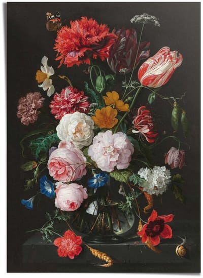 XXL Poster De Heem Stilleven met bloemen - 140 x 100 - Papier - REINDERS