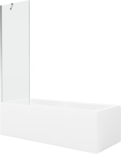 Mexen Cubik rechthoekig bad 170 x 70 met ombouw en 1-vleugelig scherm 60 , transparant, chroom - 550317070X9506000001