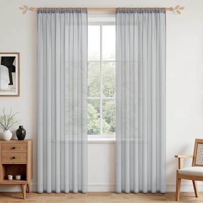 Transparante gordijnen voor woonkamer en slaapkamer - SET VAN 2, 220 cm lang, 140 cm breed