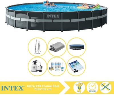 Intex Ultra XTR Frame Zwembad - Opzetzwembad - 732x132 cm - Inclusief Onderhoudspakket en Glasparels