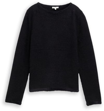 Tom Tailor - Gebreide trui van vezelgaren - Maat XXL - black stripe with featheryarn