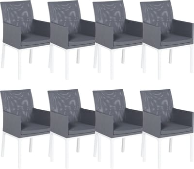 BACOLI - Tuinstoel set van 8 - Donkergrijs - Polyester