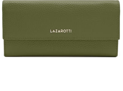 Lazarotti Leren portemonnee Bologna Leather Wallet With 12 Card Slots Olive olijfgroen