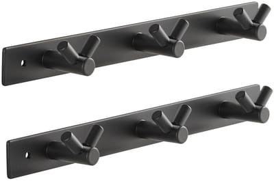 SOTECH set van 2 Blackline CORA V haakrails 257 mm met 3 haken zwart gepoedercoat Garderobe garderobehaken