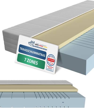 AM Qualitätsmatratzen - Traagschuim matras 80x200cm - Zacht (H2) - Hoogwaardig matras met 4cm traagschuim deklaag - 20cm hoogte - Made in Germany