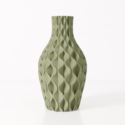 Fleuriek vaas VERA - Groen H30 cm - Luxe designvaas voor tafel of dressoir - Reliëfpatroon
