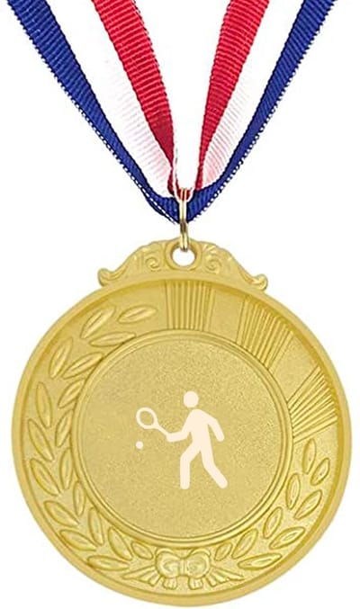 Akyol - tennis medaille goudkleuring - Tennis - beste tennisser - gegraveerde sleutelhanger - cadeau - gepersonaliseerd - accessoires - squash - paddle - sport - sleutelhanger met naam