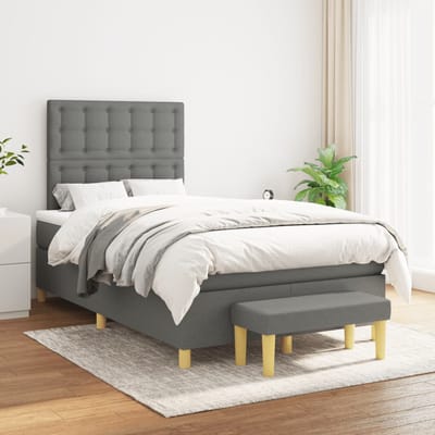 vidaXL - Boxspring - met - matras - stof - donkergrijs - 120x200 - cm