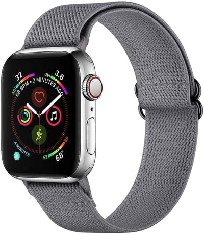 SBG Nylon Bandje Geschikt voor Apple Watch 1/2/3/4/5/6/7/8/9/10/11/SE - 38/40/41/42MM - Elastisch Sport Horlogebandje - Grijs