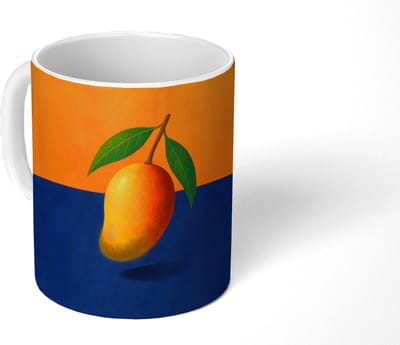 Mok - Koffiemok - Mango - Vlakken - Bladeren - Oranje - Mokken - 350 ML - Beker - Koffiemokken - Theemok
