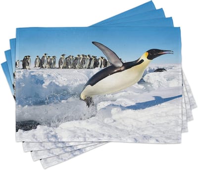 ABAKUHAUS Penguin placemats, Tiscjdeco gemaakt van kleurbestendige stof voor de eetkamer en keuken, meerkleurig