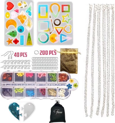 Fleau Epoxy Starterspakket - 295 Delig - met Oorbellen en Kettingen - Siliconen Mallen - Starterskit - Zonder Giethars - Sieraden Maken - Resin Art
