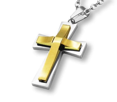 Amanto Ketting Djason Duo - 316L Staal PVD - Kruis - 43x27mm - 60cm