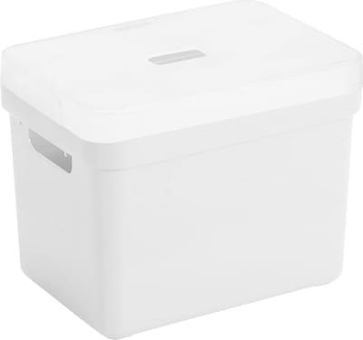 Sunware Opbergboxen met transparante deksel - 1x stuks - kastmanden - wit - 18 liter - kunststof - 35 x 25 x 24 cm - Opbergers