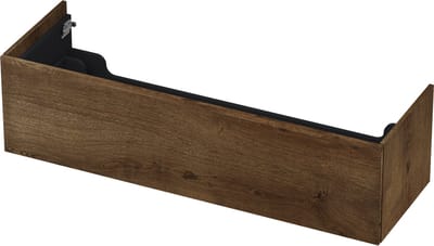 INK wastafelonderkast 1 lade greeploos push to open echt hout 140x45x38cm, fineer chocolate