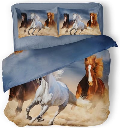 Eleganzzz Dekbedovertrek Wild Horses - Multi - Dekbedovertrek 240x200/220cm - Micropercal - Lits Jumeaux - Dekbedovertrekken - Paarden Dekbedovertrek - Dieren Dekbedovertrek